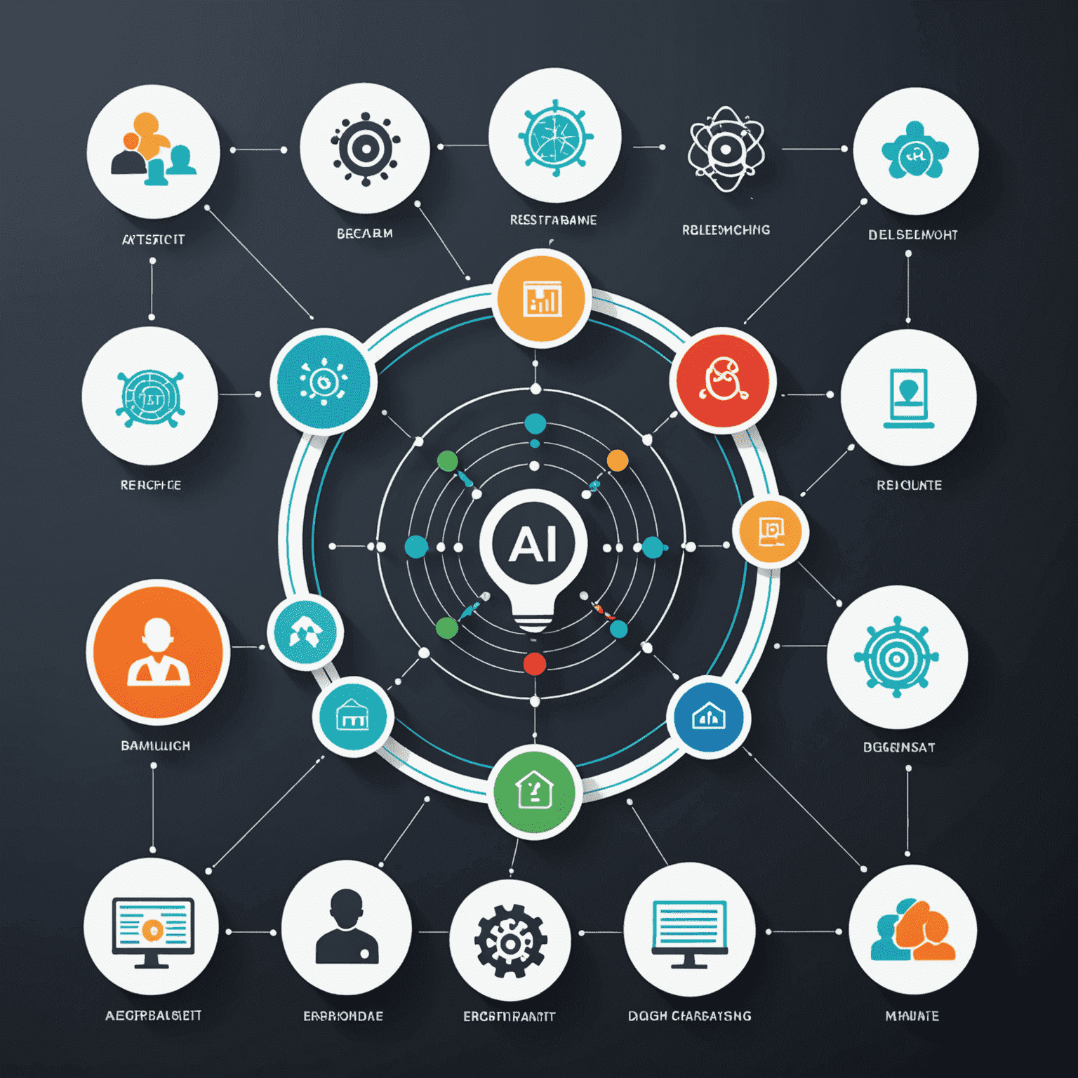 Imagen que muestra un diagrama simplificado de técnicas de entrenamiento de IA, con iconos que representan datos, algoritmos y resultados